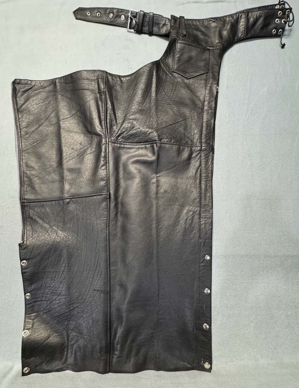 Hot Leathers Men's Black Genuine Leather Motorcycle Chaps Size XL